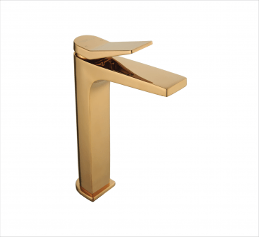SINGLE LEVER BASIN MIXER TALL TAP WO POPUP WASTE IN ROSE GOLD