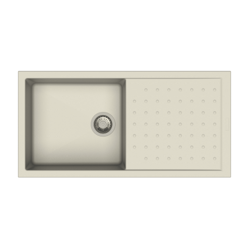 POLO D100 L_Champange-500x500 Carysil D100L Polo Single Bowl with Drainer Kitchen sink