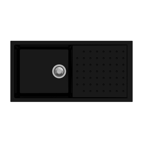 POLO D100 L_Nera-500x500 Carysil D100L Polo Single Bowl with Drainer Kitchen sink